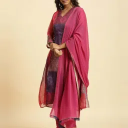 W Pink Plain Dupatta image 2