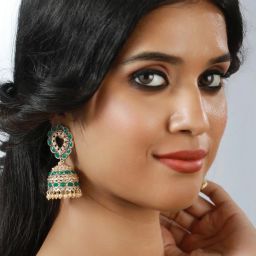 Aatmana Green & White Contemporary Jhumki Earrings for Women image 2