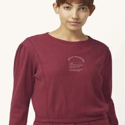 Ajile by Pantaloons Maroon Cotton Printed Sports Top-image-21