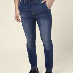 SF Jeans by Pantaloons Medium Blue Cotton Slim Fit Jogger Jeans-image-94
