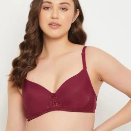 Clovia Maroon Full Coverage Non-Wired T-Shirt Bra-image-45