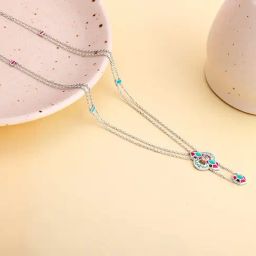 Oxidized Silver Quatrefoil Necklace for Womens and Girls-image-2