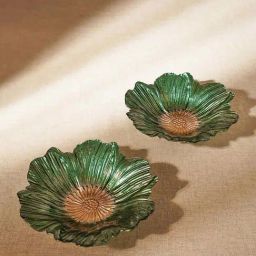 Pure Home and Living Green Glass Floral Shaped Serving Bowls (0.3 L) - Set of 2-image-97