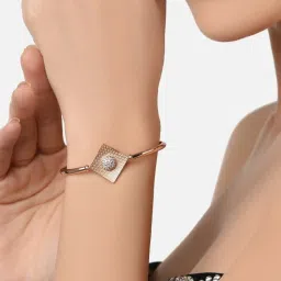Zaveri Pearls Set of 2 Rose Gold Cubic Zirconia Contemporary Kada Style Bracelets - ZPFK13460 image 2