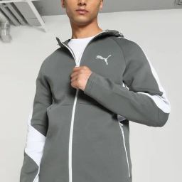 Puma Evostripe Grey Cotton Slim Fit Hooded Sweatshirt-picture-10