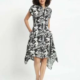 Veldress Black Printed A-Line Dress-image-4
