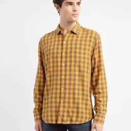 Levi's Yellow Slim Fit Checks Shirt-image-52