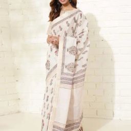 Fabindia Off-White Printed Saree-image-83