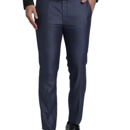Park Avenue Blue Super Slim Fit Texture Trousers-picture-15