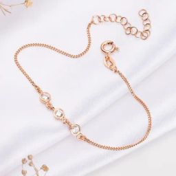 Zavya Triple CZ Link Rose Gold Plated 925 Sterling Silver Bracelet-image-10