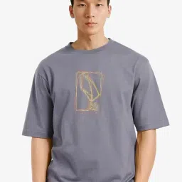 Rare Rabbit Grey Regular Fit Graphic T-Shirt-picture-12