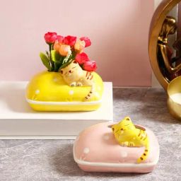 Aapno Rajasthan Yellow & Pink Ceramic Planters - Set of 2-image-24