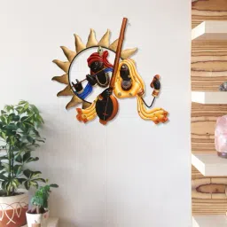 eCraftIndia Radha Krishna Playing Flute/Bansuri And Veena Wall Hanging-40