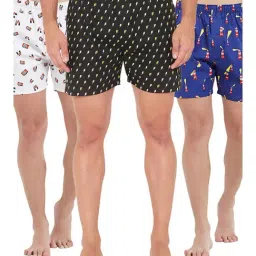 XYXX Blue, Black & White Printed Cotton Boxers (Pack Of 3)-picture-30