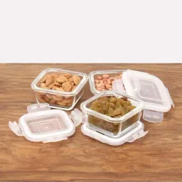 Femora Borosilicate Glass Microwave Safe Square Mini Container with Air Vent Lid (180 ml) - Set of 3-21