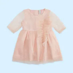 Pantaloons Baby Peach Cotton Applique Dress-image-96