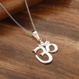 GIVA 92.5 Sterling Silver Om Unisex Pendant with Chain-image-54