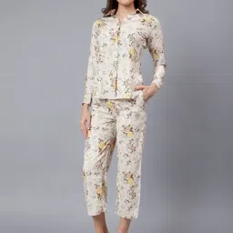 Anvi Be Yourself Cream Floral Print Midi Co-Ord Set-image-37