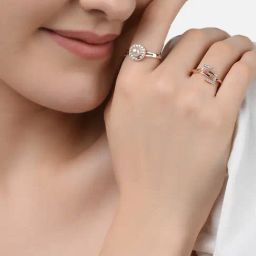 Zaveri Pearls Set of 2 Rose Gold Contemporary Cubic Zirconia Brass Rings-ZPFK11196-37