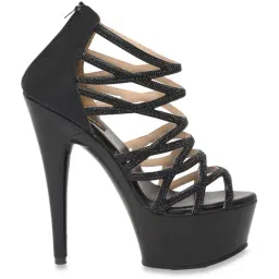 Flat N Heels Women's Black Gladiator Stilettos-image-1