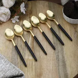 VarEesha Radiant Golden & Black Stainless Steel Spoons - Set of 6-image-66