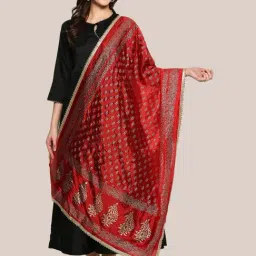 Dupatta Bazaar Red Zari Work Dupatta-picture-42