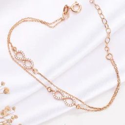 Zavya Dual Infinity CZ Link chain Rose Gold Plated 925 Sterling Silver Bracelet-image-65