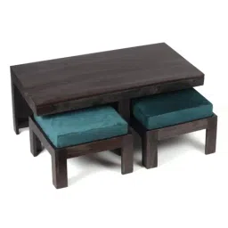 Ikiriya Irish Blue & Dark Brown Wood Coffee Table for Living Room Mahogany Finish-image-101