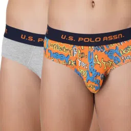 U.S. Polo Assn. Grey & Orange Cotton Regular Fit Briefs - Pack of 2-picture-29