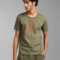 Kazo Green Regular Fit Printed Crew T-Shirt-image-71
