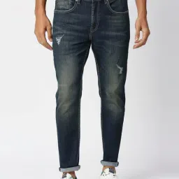 Pepe Jeans Dark Blue Super Skinny Fit Lightly Washed Distressed Jeans-picture-21