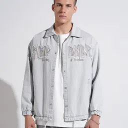 SHOWOFFFF Grey Denim Printed Regular Fit Jacket-picture-36