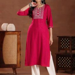 Libas Pink Embroidered Straight Kurta-image-67