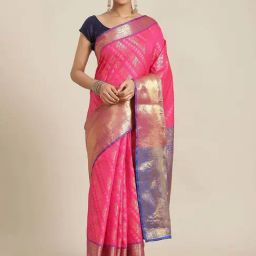 Silk Land Pink Woven Saree With Unstitched Blouse-picture-12