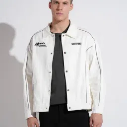 SHOWOFFFF White Denim Printed Regular Fit Jacket-picture-4