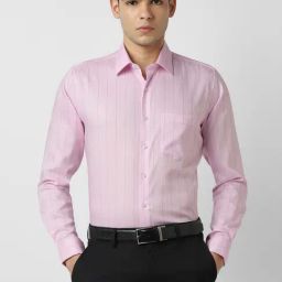 Van Heusen Pink Slim Fit Striped Shirt-image-55
