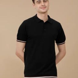 CAVALLO by Linen Club Black Linen Blend Slim fit T-Shirts-image-83