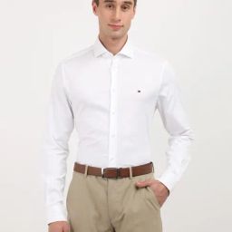 Tommy Hilfiger White Cotton Slim Fit Structured Shirt-picture-17