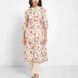 Rangmanch By Pantaloons Whisper White Cotton Regular Fit Printed Kurta-picture-15