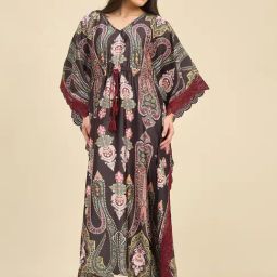 The Kaftan Company Black Regular Fit Printed Kaftan Night Dress-picture-20