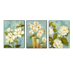 Art Street Vase Flower Printed White Engineered Wood Wall Art (Set of 3) image 2