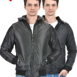 Lawman Pg3 Black Regular Fit Striped Reversible Jacket image 1