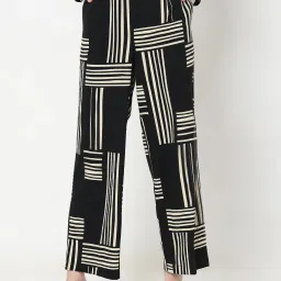 Vero Moda Black & White Cotton Printed High Rise Pants image 1