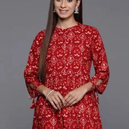 Libas Maroon Floral Print A Line Kurti-picture-40