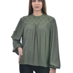 Only Dark Green Regular Fit Embroidered Top-picture-25