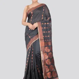 Pinkloom Black Woven Saree With Unstitched Blouse-image-50