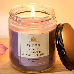 Home Centre Adora Purple Printed Lavender and Geranium Scented Jar Candle-image-95