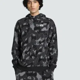 Puma Black Cotton Relaxed Fit Sports Hoodie-picture-36