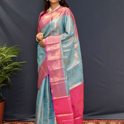 DIVASTRI Woven Design Zari Silk Blend Kanjeevaram Saree-image-87