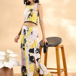 Anouk Abstract Printed Pure Cotton Crop Top With Skirt image 5